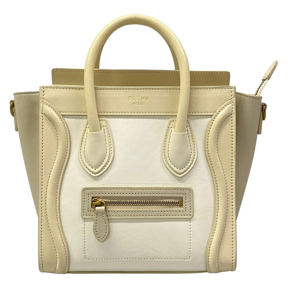 Celine Luggage Nano Shopper Handbag White Beige - Picture 1 of 15
